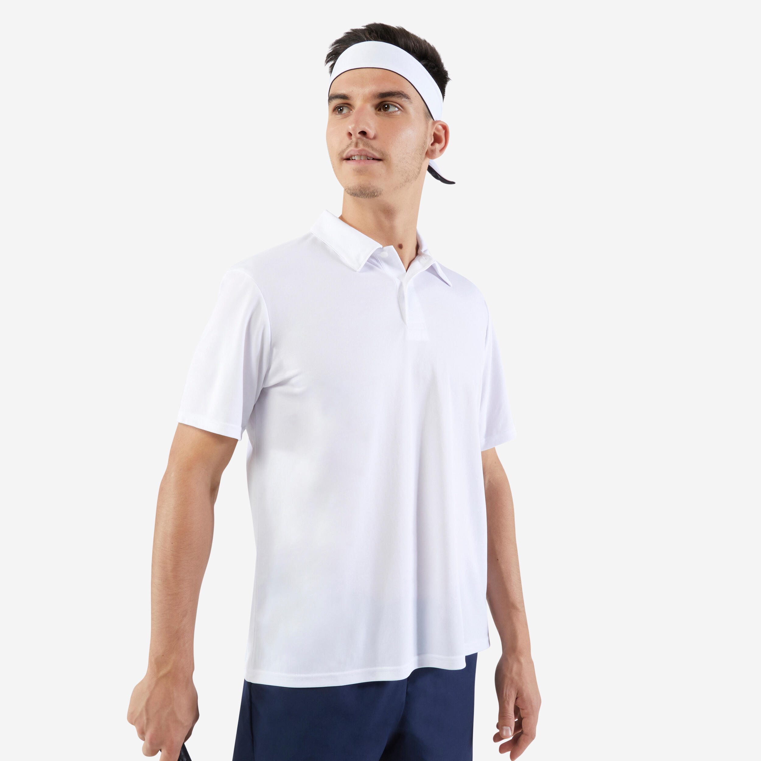 ARTENGO Pánske polo tričko Essential na tenis s krátkym rukávom biele 200@L-ARTENGO