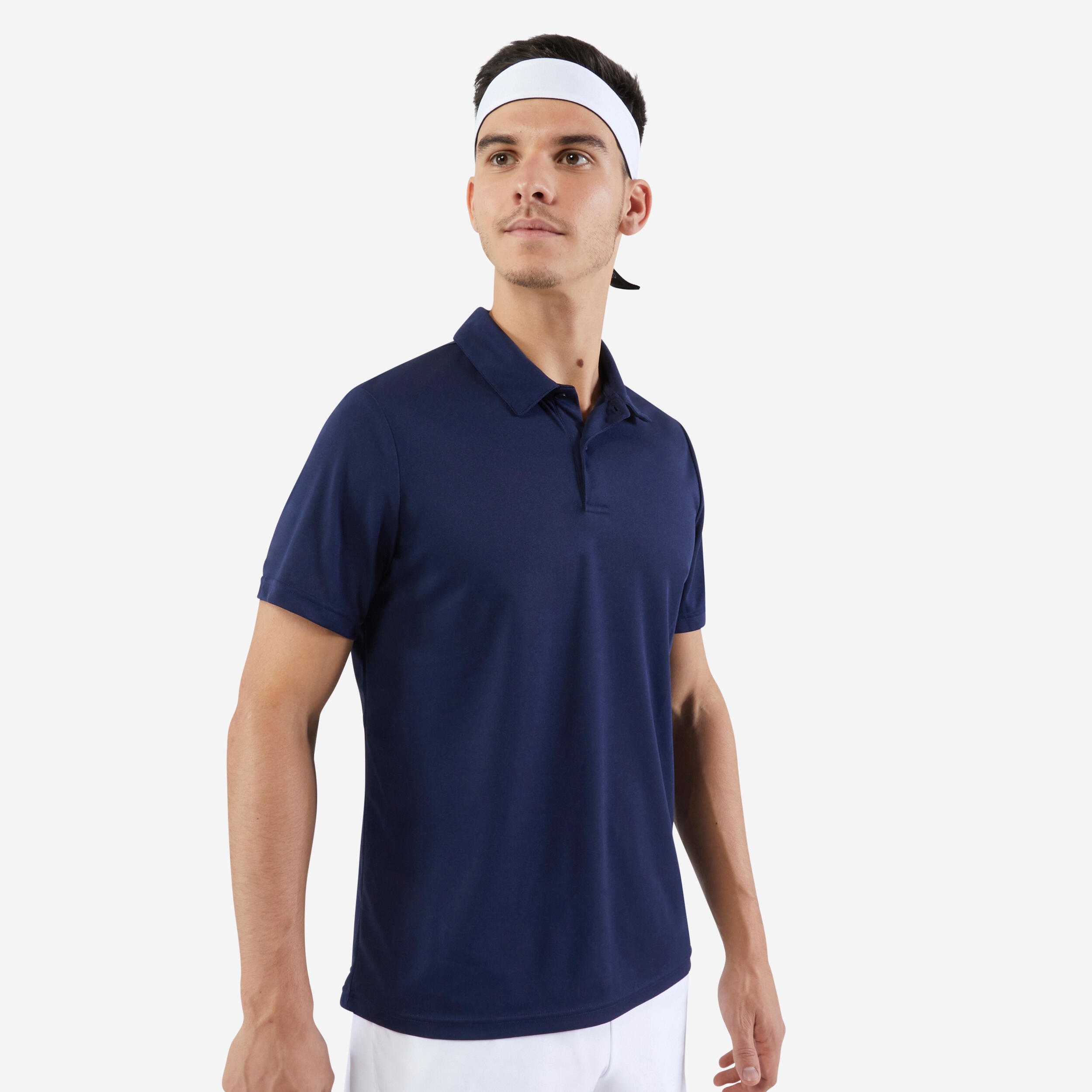 ARTENGO Pánske polo tričko Essential na tenis s krátkym rukávom tmavomodré 200@3XL-ARTENGO