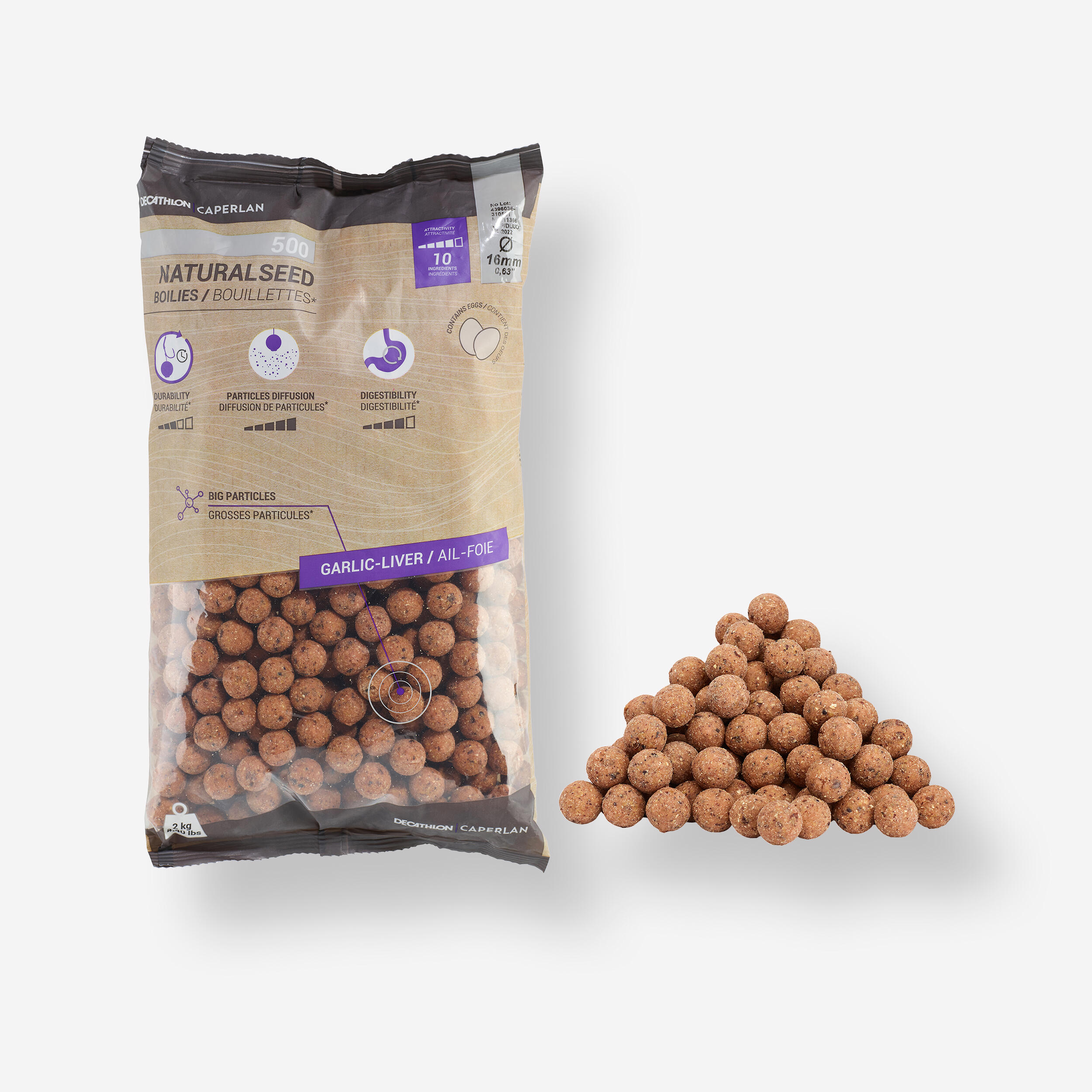 CAPERLAN Boilies na lov kapra NaturalSeed 16 mm 2 kg Cesnak/Pečeň-CAPERLAN