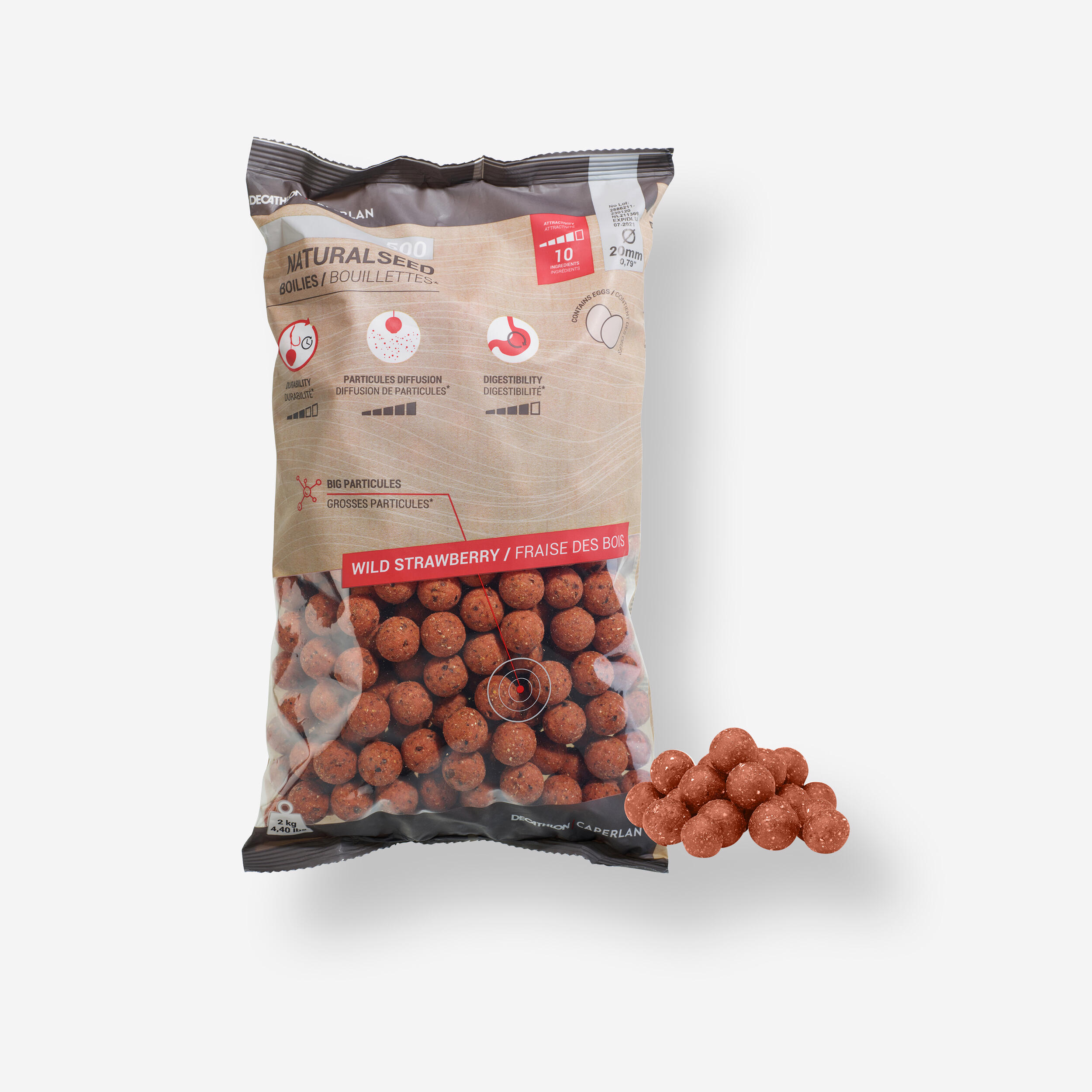 CAPERLAN Boilies na lov kapra NaturalSeed 20 mm 2 kg Jahoda-CAPERLAN