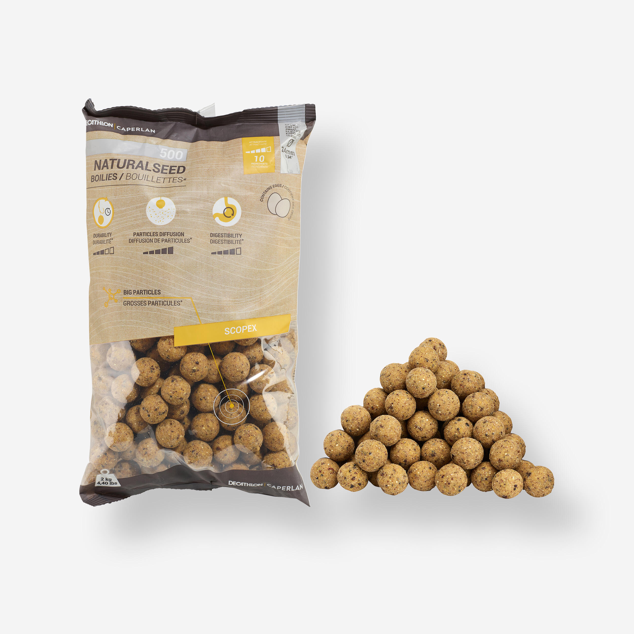 CAPERLAN Boilies na lov kapra NaturalSeed 24 mm 2 kg Scopex-CAPERLAN