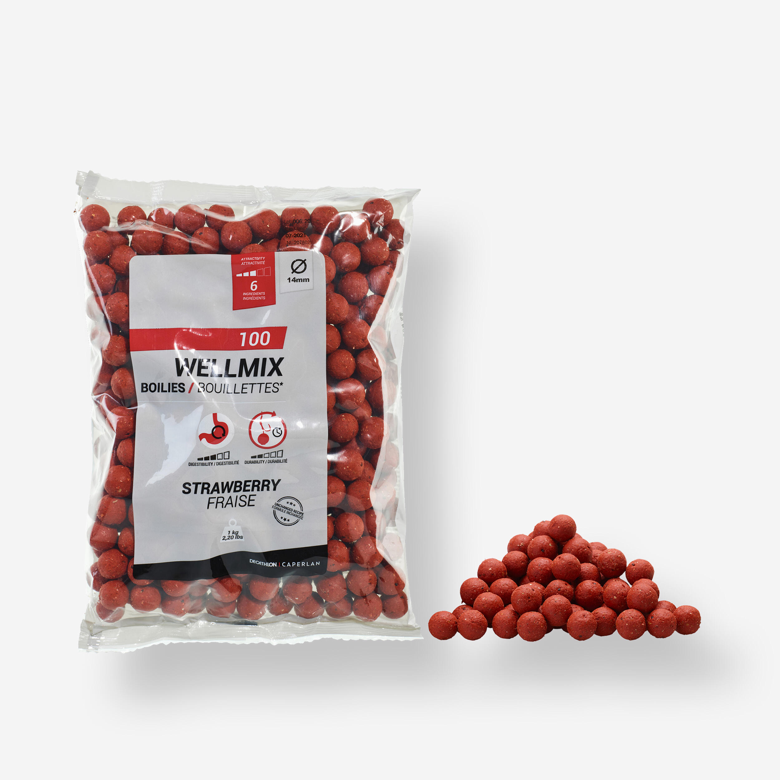 CAPERLAN Boilies na lov kaprov Wellmix 14 mm 1 kg jahoda 235@UNI-CAPERLAN