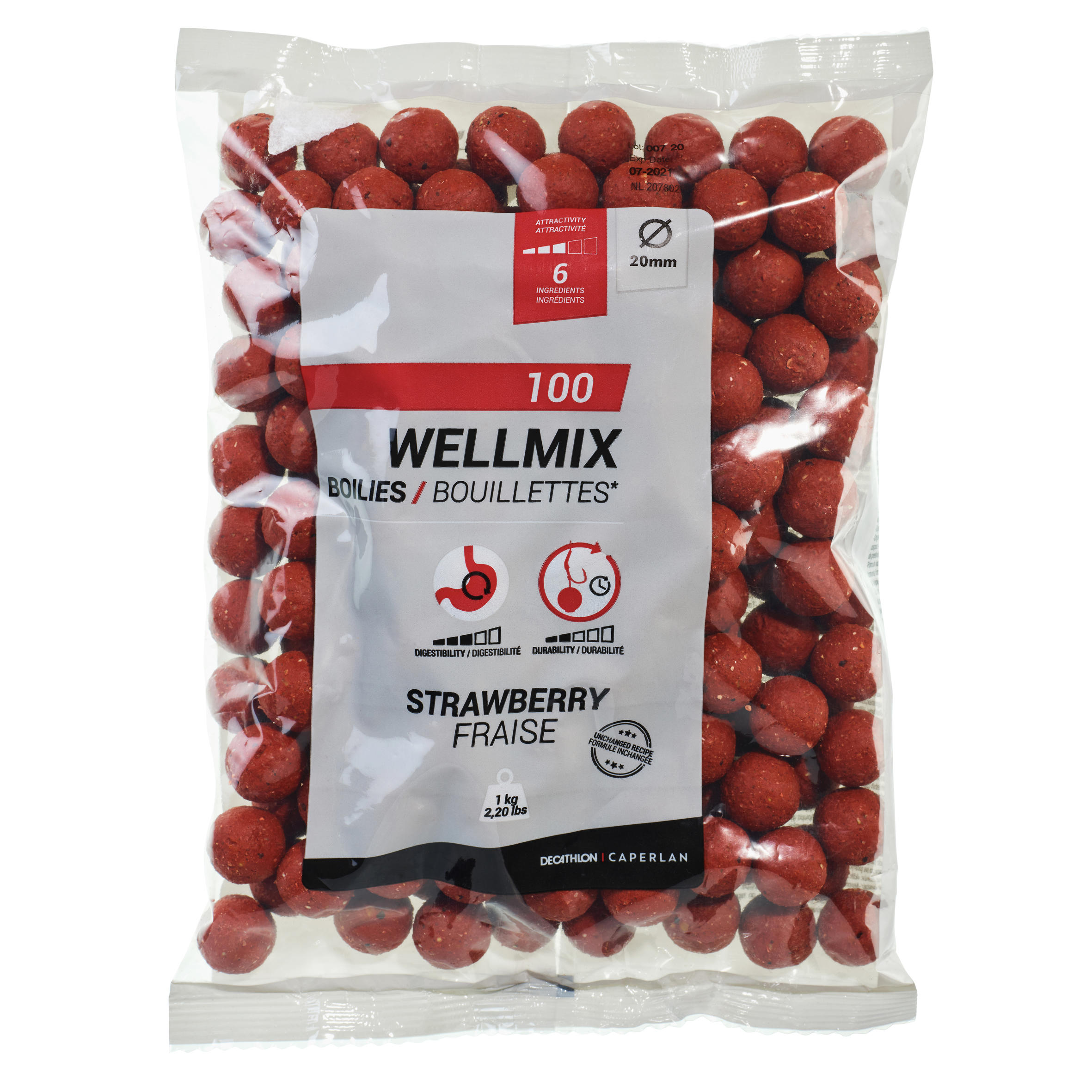 CAPERLAN Boilies na lov kaprov Wellmix 20 mm 1 kg Jahoda-CAPERLAN