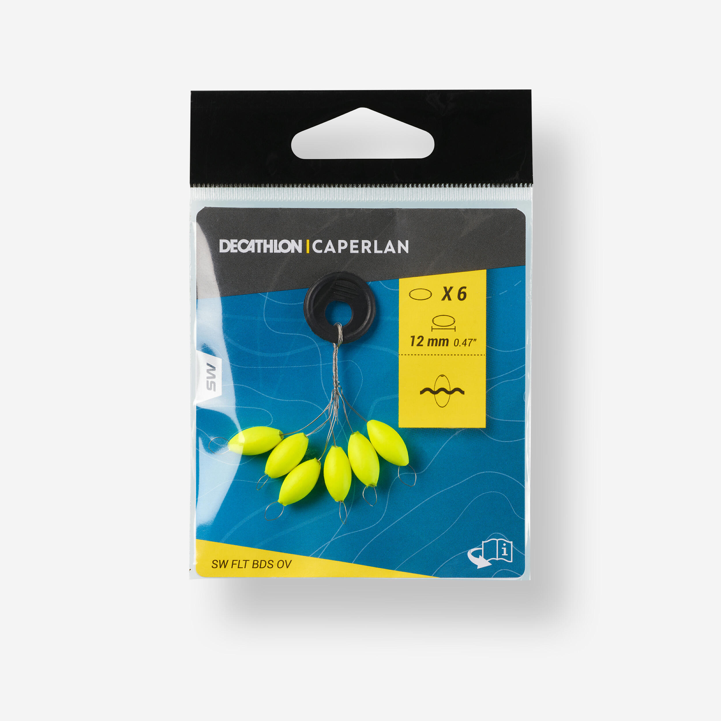 CAPERLAN Plávajúci oválny korálik na lov technikou surfcasting 12 mm žltý červená-CAPERLAN