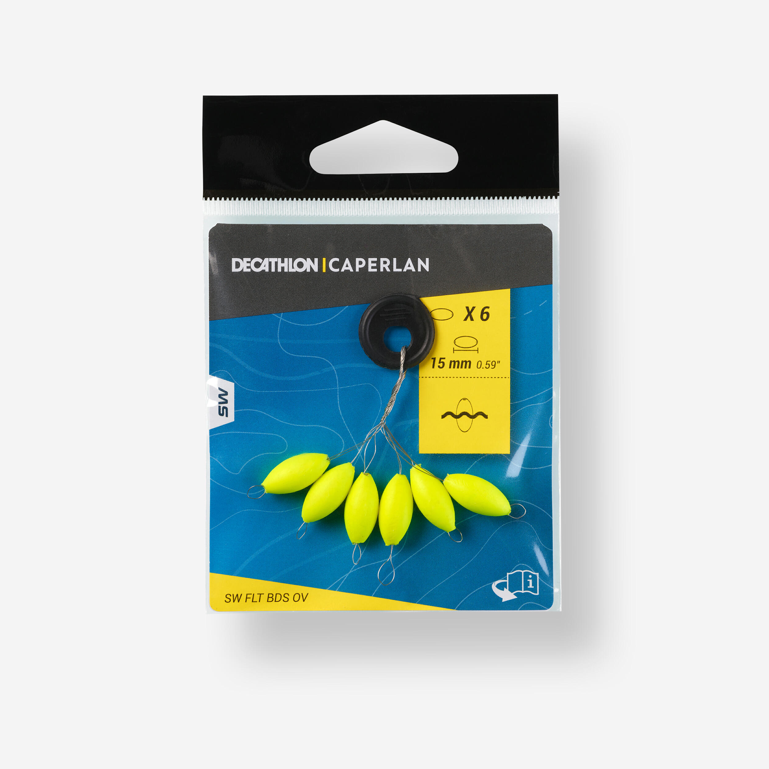 CAPERLAN Plávajúci oválny korálik na lov technikou surfcasting 15 mm žltý červená-CAPERLAN