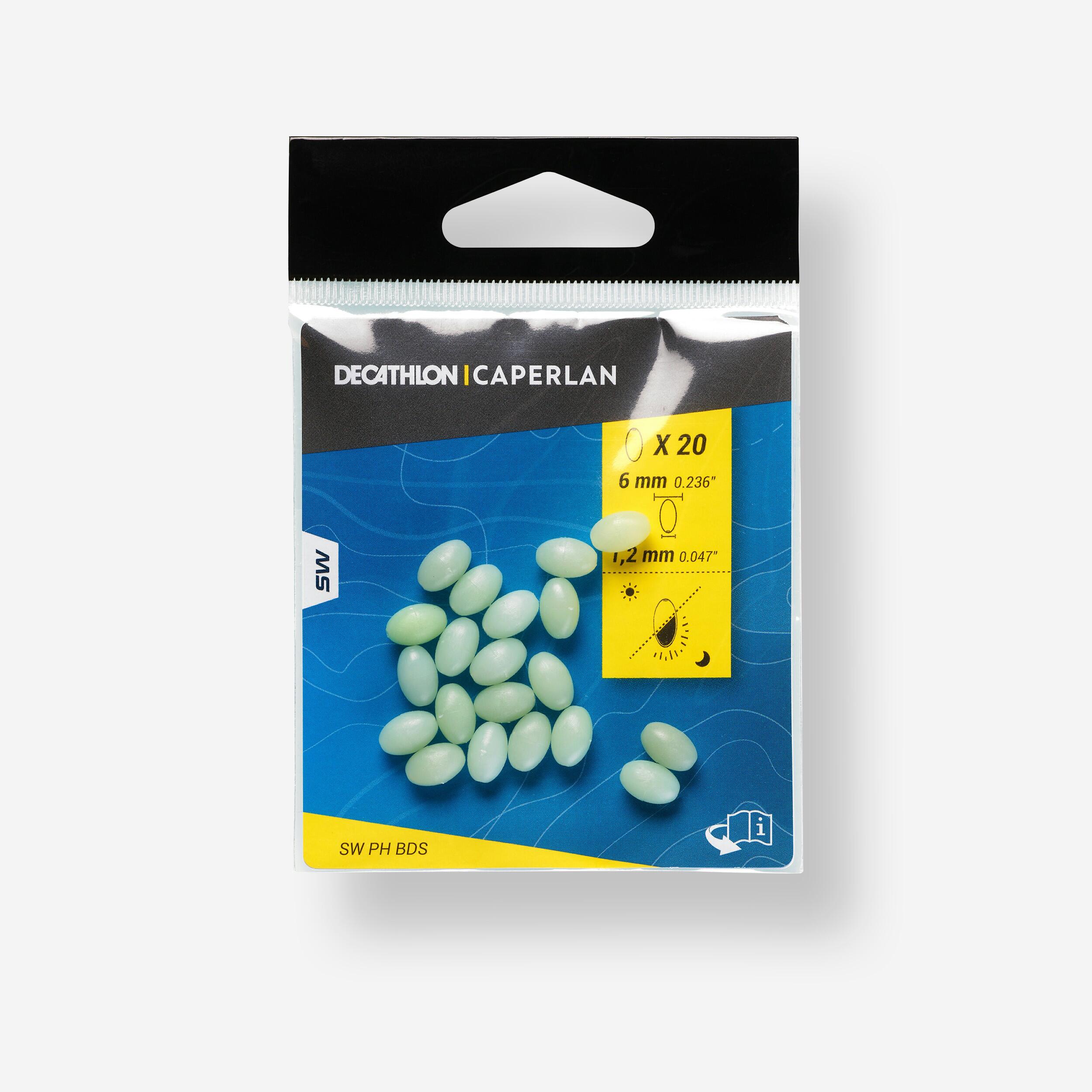 CAPERLAN Tvrdý fosforeskujúci korálik 6 mm na lov technikou surfcasting zelená-CAPERLAN