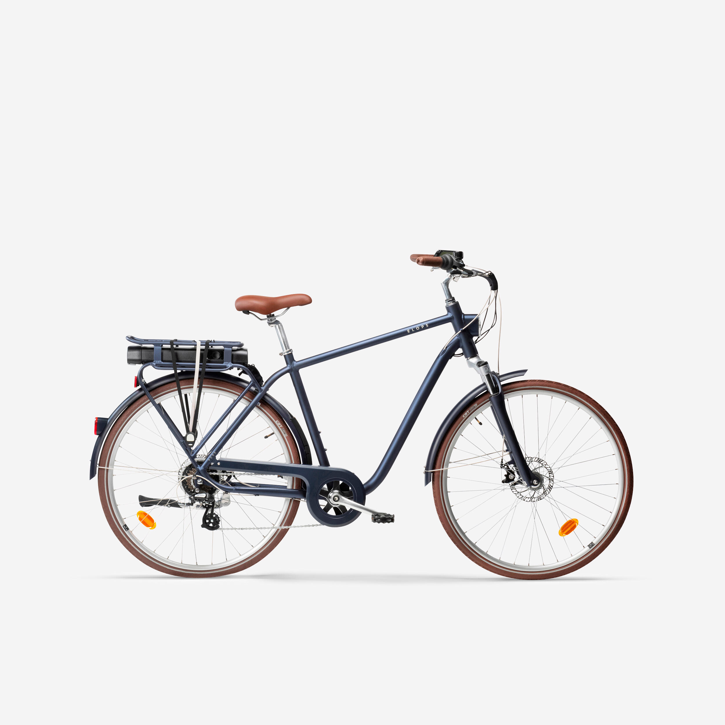 Mestský elektrický bicykel Elops 900 s vysokým rámom námornícky modrý 200@L-XL-ELOPS